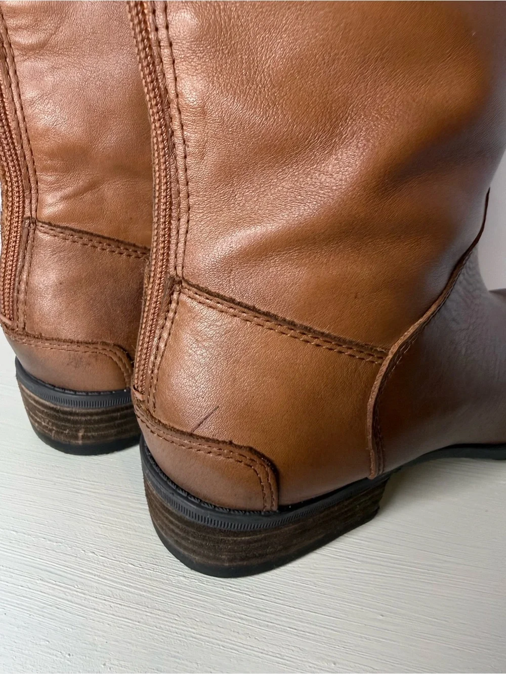 Sam Edelman Vintage-Inspired  Leather Tall Riding Boots Cognac Brown Size 9.5